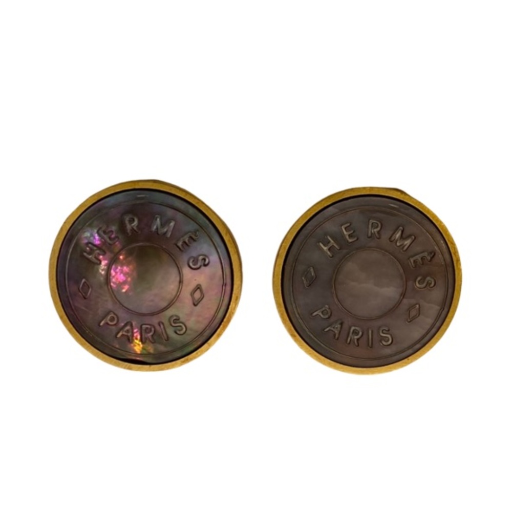Hermes Mother of Pearl Clou de Salle Clip Earrings